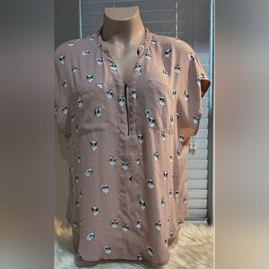 Torrid Pink Cat Print Cap Sleeve Top Size 2 (2X)